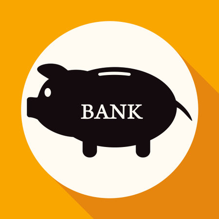 Icon Money bag on white circle with a long shadowのイラスト素材