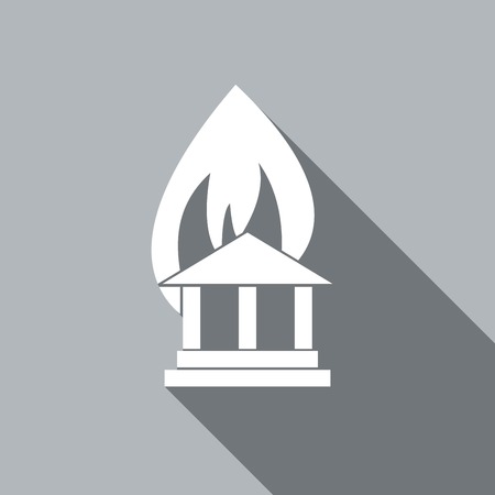 Icon fire warning with a long shadowのイラスト素材