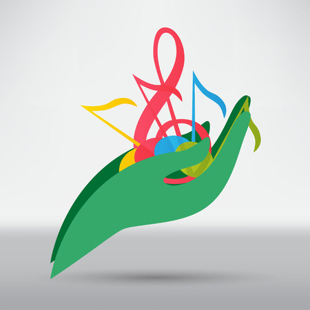 hand holds music note iconのイラスト素材