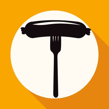 sausage flat icon with long shadowのイラスト素材