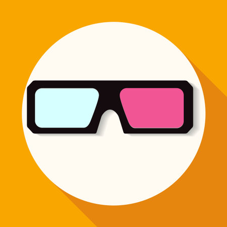 3d glasses icons on white circle with a long shadowのイラスト素材