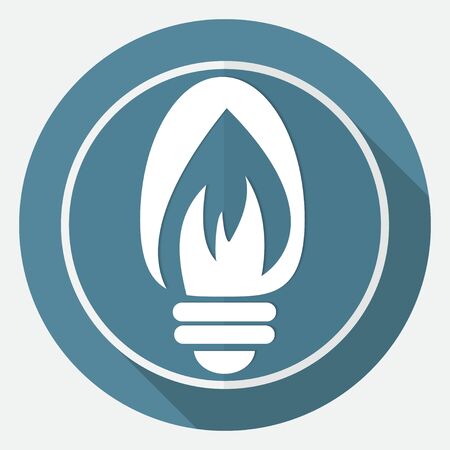 Icon Light bulb on white circle with a long shadowのイラスト素材