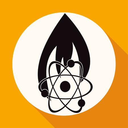 Icon fire warning on white circle with a long shadowのイラスト素材