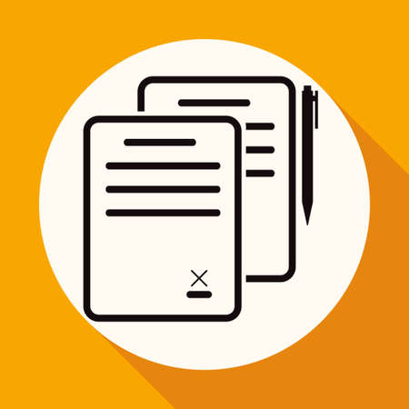 Icon Document on white circle with a long shadowのイラスト素材