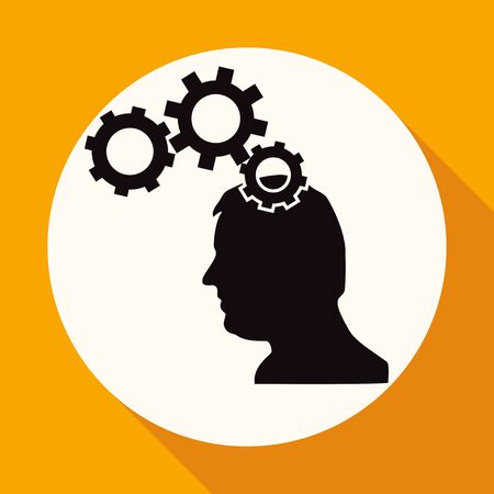 Icon Gear head on white circle with a long shadowのイラスト素材