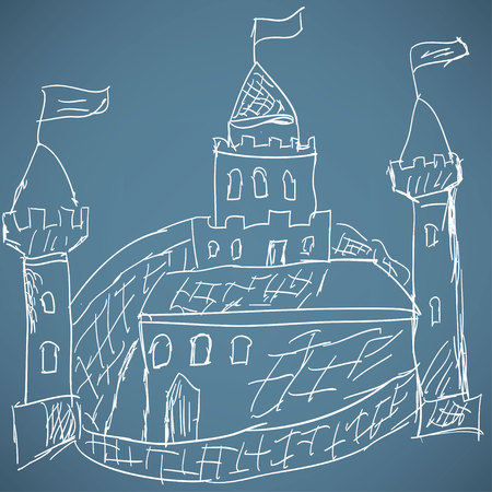 Medieval castle sketchのイラスト素材