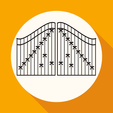 Icon gate on white circle with a long shadowのイラスト素材