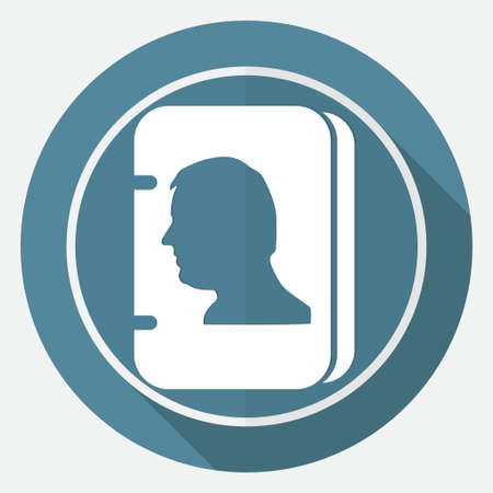 Icon address book on white circle with a long shadowのイラスト素材