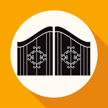 Icon gate on white circle with a long shadowのイラスト素材