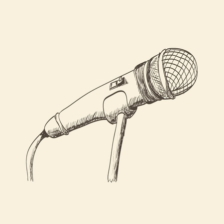 Hand drawn studio microphoneのイラスト素材