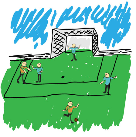 The boys are playing football. Illustration.のイラスト素材