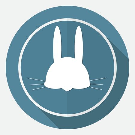hare icon on white circle with a long shadowのイラスト素材