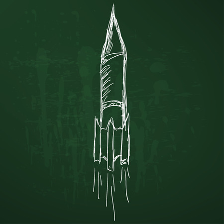 Soaring rocket ship cartoon icon. Sketchのイラスト素材