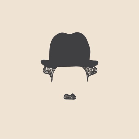 Man with mustache wearing a vintage hat. sketch styleのイラスト素材