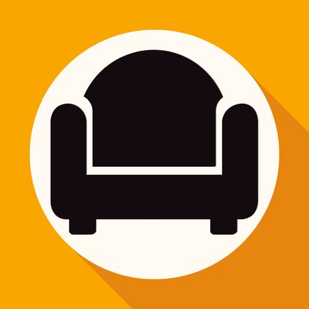 Icon chair on white circle with a long shadowのイラスト素材