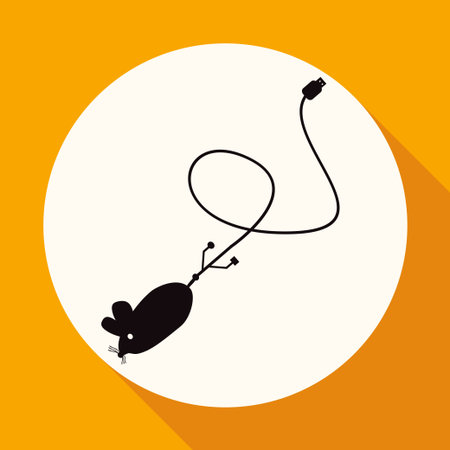 Icon Mouse on white circle with a long shadowのイラスト素材