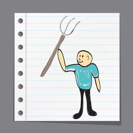 farmer with a pitchfork , illustratorのイラスト素材