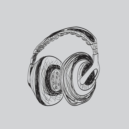sketch headphonesのイラスト素材