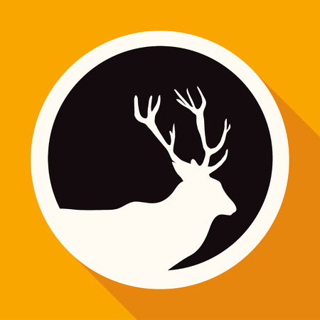 Icon Deer on white circle with a long shadowのイラスト素材
