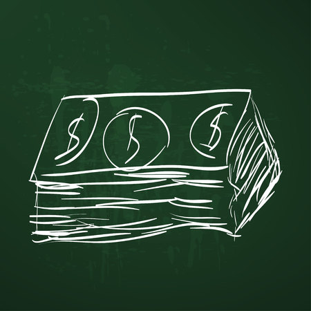 Dollar cash money icon. Hand drawing cartoon sketchのイラスト素材