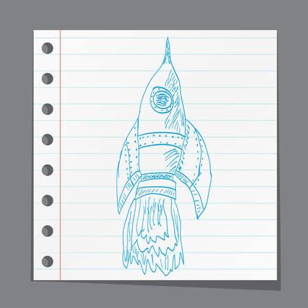 Soaring rocket ship cartoon icon. Sketchのイラスト素材