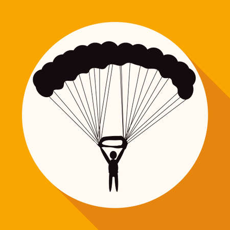 Icon Parachute on white circle with a long shadowのイラスト素材