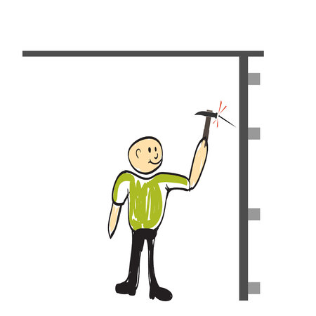 man hits the nail with a hammer iconのイラスト素材