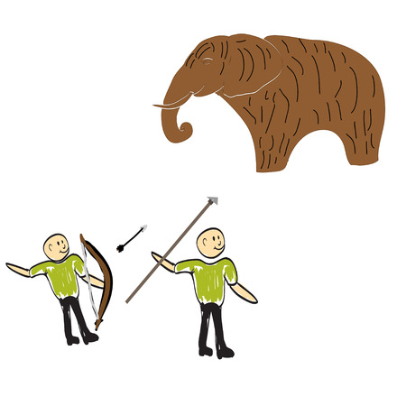 A hunter with a spearのイラスト素材