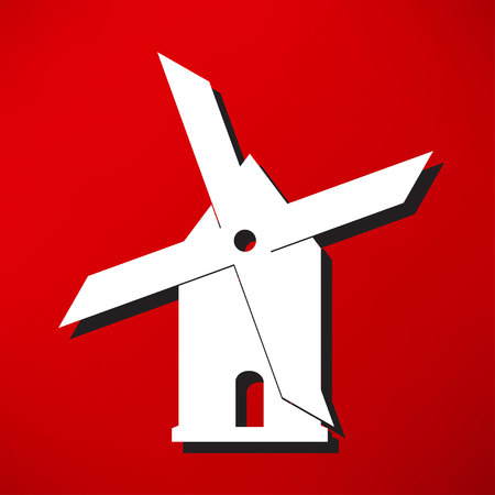 Mill icon isolated on blue background illustration.のイラスト素材