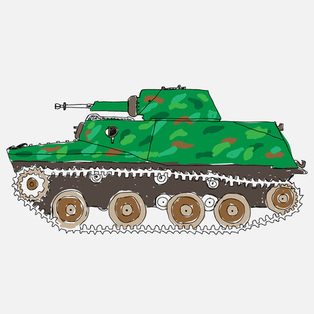 Battle Tank. Doodle styleのイラスト素材