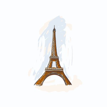 Eiffel Tower, Paris. Franceのイラスト素材