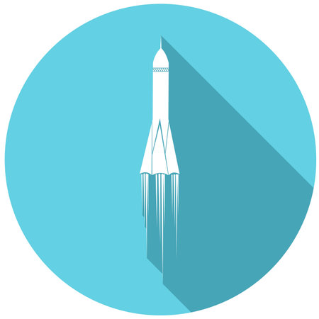 Rocket flat icon with long shadowのイラスト素材