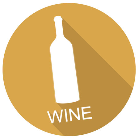 Wine bottle icon with long shadowのイラスト素材