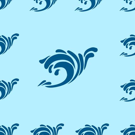 Undulating blue ocean an sea waves seamless background patternのイラスト素材
