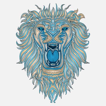 Patterned head of the lion  African / indian / totem / tattoo design. It may be used for design of a t-shirt, bag, postcard, a poster and so onのイラスト素材