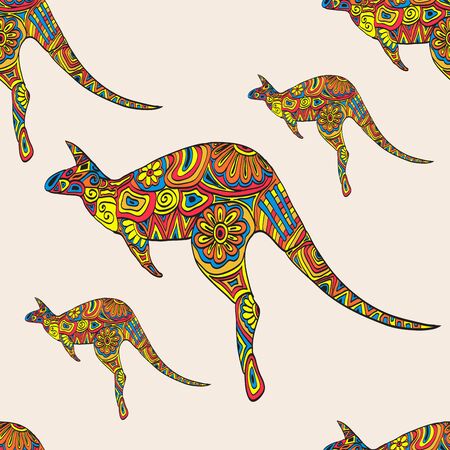 seamless patterned kangaroosのイラスト素材