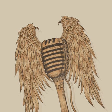 Winged microphoneのイラスト素材