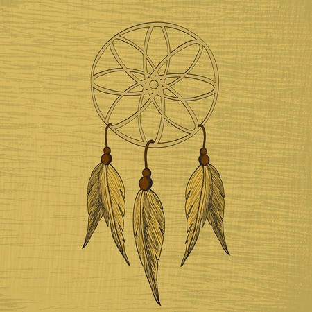 Dreamcatcher, feathers and beads. Native american indian dream catcherのイラスト素材
