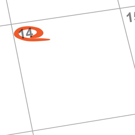 Vector illustration with calendar.Valentine's Day. February 14th.のイラスト素材