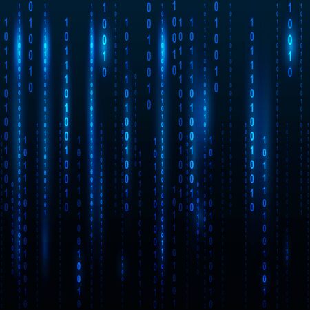 Blue screen computer binary code listing table backgroundのイラスト素材