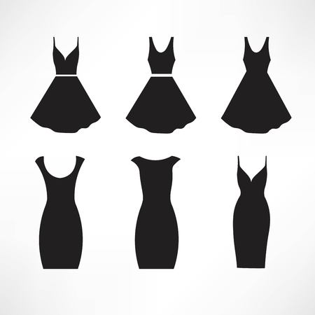 Vintage dresses silhouette vector setのイラスト素材