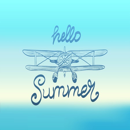 Hello summer planeのイラスト素材