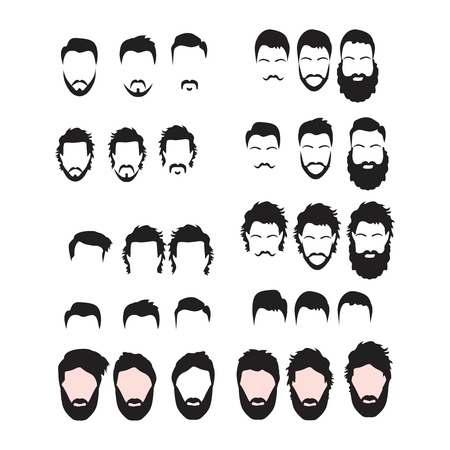 Hipster Vector Set, hair and beards,vector illustration set.のイラスト素材