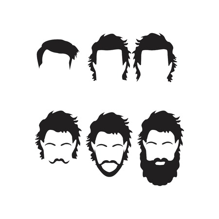 Hipster Vector Set, hair and beards,vector illustration set.のイラスト素材