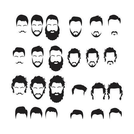 Hipster Vector Set, hair and beards,vector illustration set.のイラスト素材