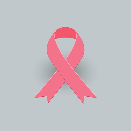 Realistic pink ribbon and breast cancer iconのイラスト素材