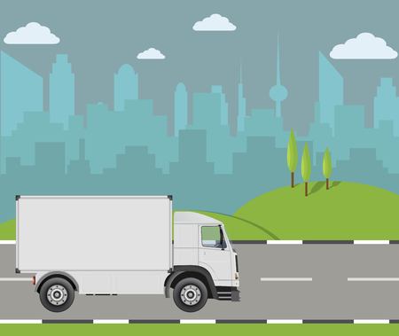 Truck driving on the road.のイラスト素材