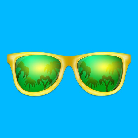 Beach reflection in glassesのイラスト素材