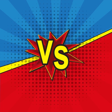 Comic book versus template background, classic pop-art styleのイラスト素材