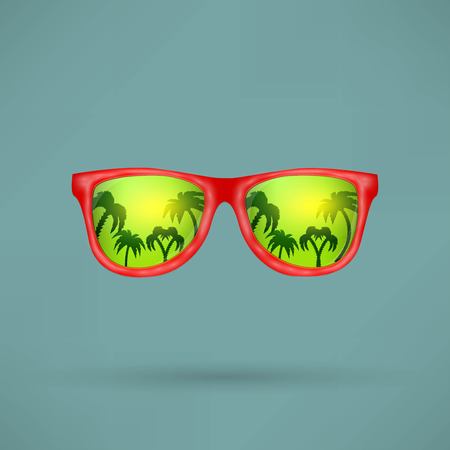 Beach reflection in glassesのイラスト素材